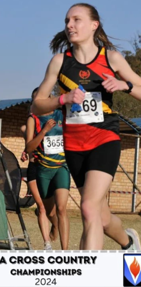 Tristan Torr, silver medal in the 4km u23 team event, ASA Cross Country 2024 National Championships.